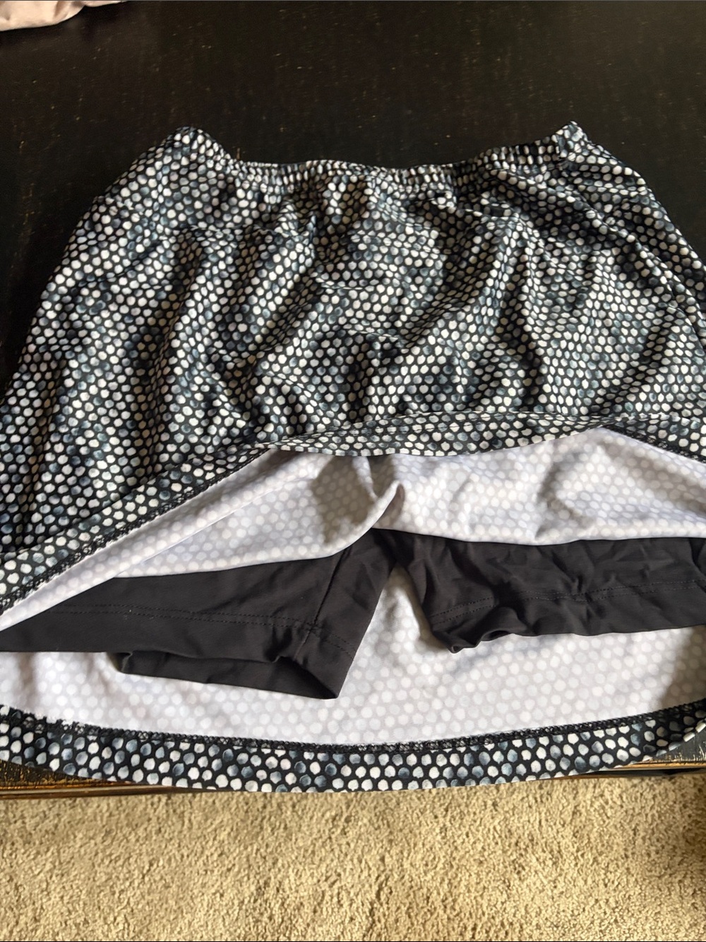 Black and White Dot Print Active Skort - Unbranded